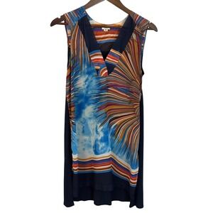 Tiny for Anthropologie Longshore Blue Sheer Tunic Mini Dress Size Medium